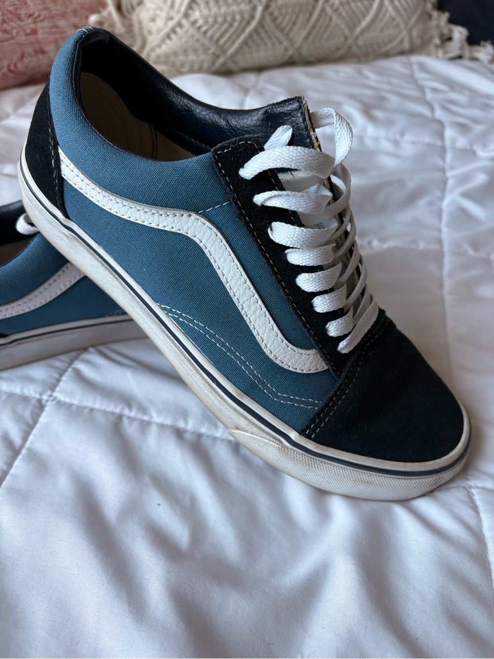 Vans Old Skool Low-Top Sneaker in Blue and Black with White Stripe